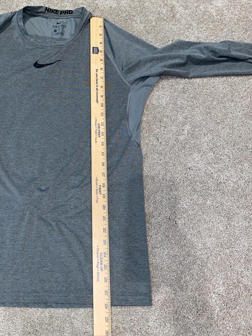 Nike Pro Dri-FIT Slim Long Sleeve Fitness Top Men’s M Gray Stretchy Gym Work Out